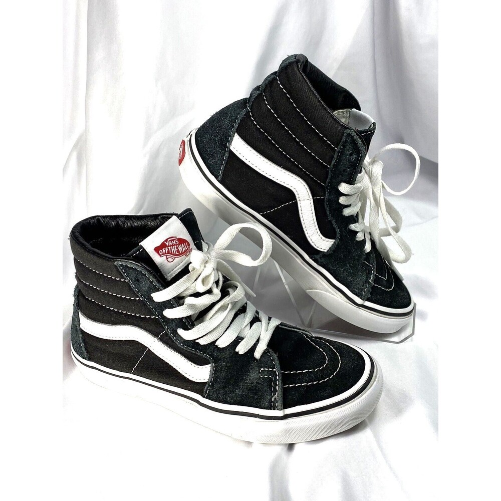 Vans Off The Wall High Top Shoes Unisex 3.5 Mens 5 Womens Black/White Canvas
